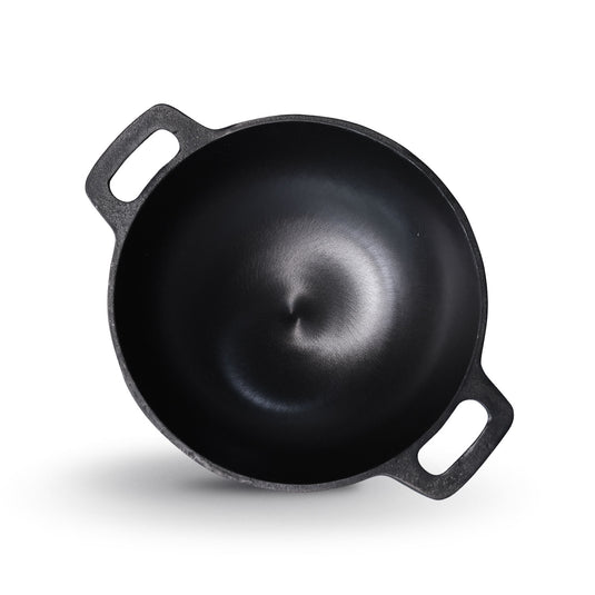 Kichera Cast Iron Dinner Combo | 10” Round Kadai & 10” Roti Tawa + Free Tadka Pan