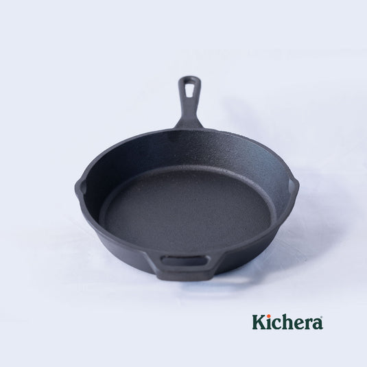 Kichera Cast Iron Evening Snacks Combo | 9-Pit Paniyaram Pan & 10” Cast Iron Skillet + Free Tadka Pan