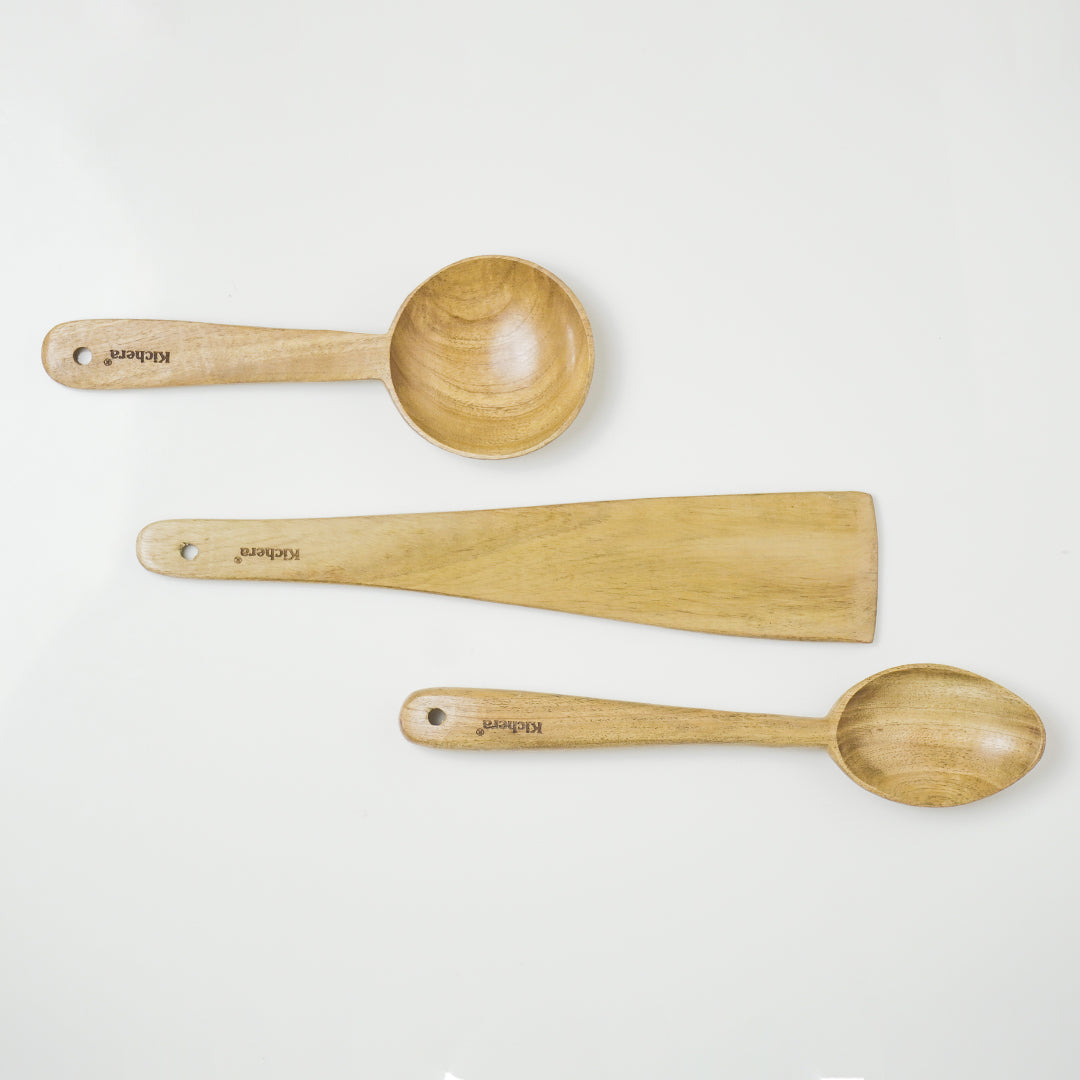 Kichera Natural Wooden Kitchen Utensil Set of 3
