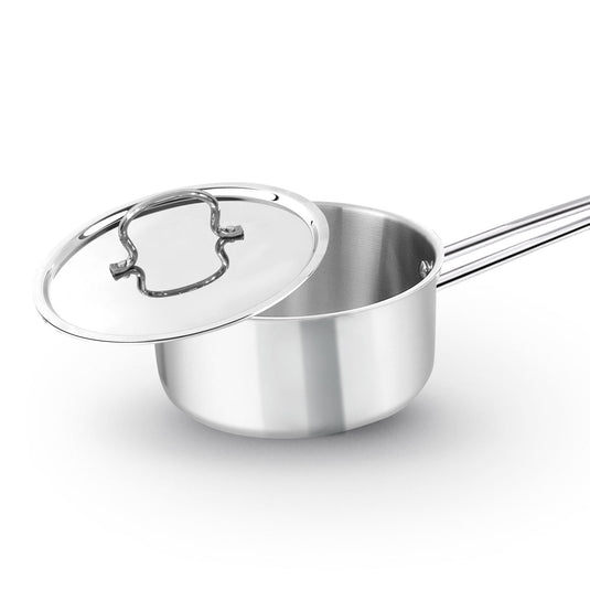 Triply Stainless Steel Saucepan with Lid | Kichera Natural Non Toxic Cookware | Even Heat & Health-Safe | Ideal for Milk, Tea & Sauces