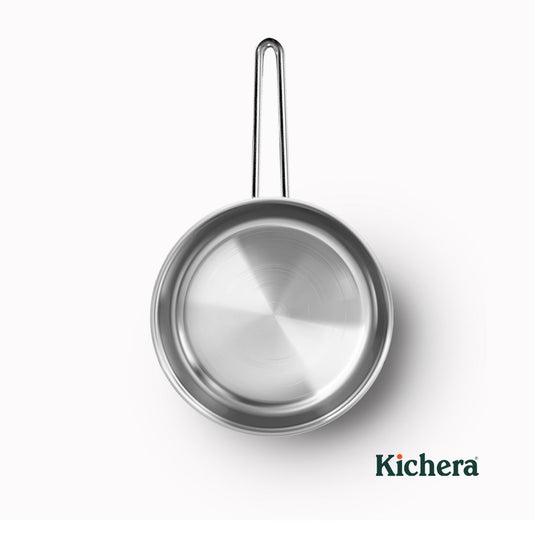 Triply Stainless Steel Saucepan without Lid – Kichera Natural Non Toxic Cookware for Gas, Induction & Campfire Cooking