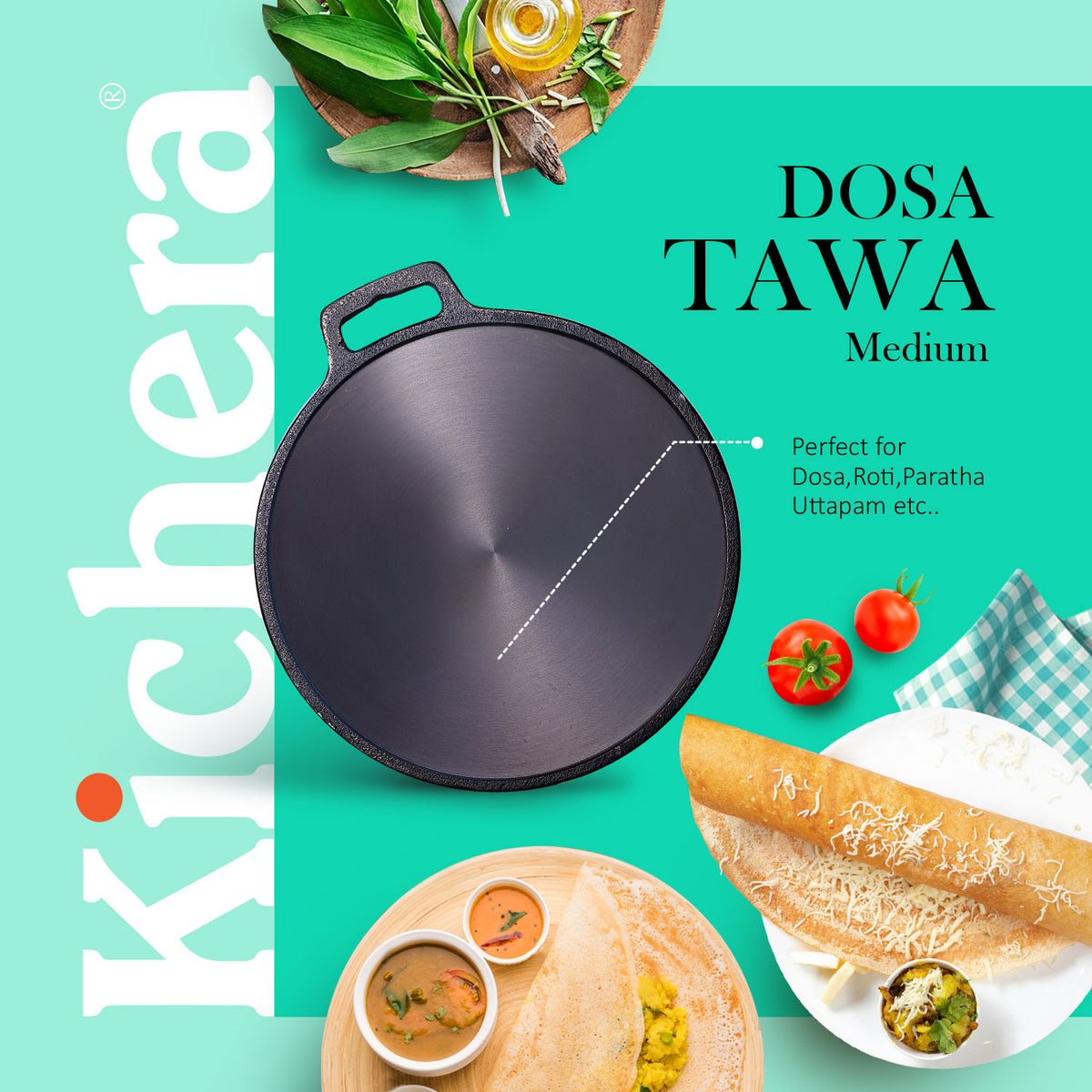 Kichera Breakfast Essentials Combo | Cast Iron Dosa Tawa + Appam Pan