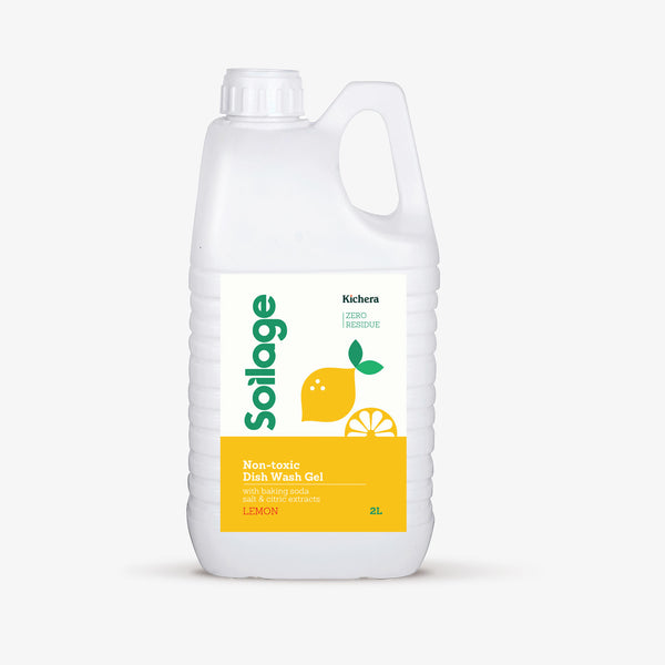 Best Natural Dishwash Liquid Gel 2L by Soilage | Non-Toxic & Eco-Friendly Lemon | Plant-Based with Baking Soda & Salt | Baby & Pet Safe | Tough on Grease