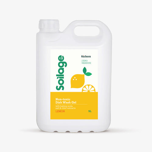 Soilage Organic Dishwash Liquid Gel 5L | Natural & Non-Toxic | Eco-Friendly Lemon | Plant-Based with Baking Soda, Salt & Citric | Baby & Pet Safe | Tough on Grease, Gentle on Hands