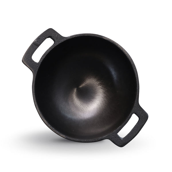 Pre-seasoned Cast Iron Round Bottom Kadhai 7 Inch – Super Smooth, Naturally Non-Stick & Best Non Toxic Cookware for Health