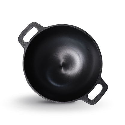 Onam Heritage Combo – Cast Iron Round Kadai (10"), Shallow Fry Pan & Round Kadai + Free Triply Thadka Pan