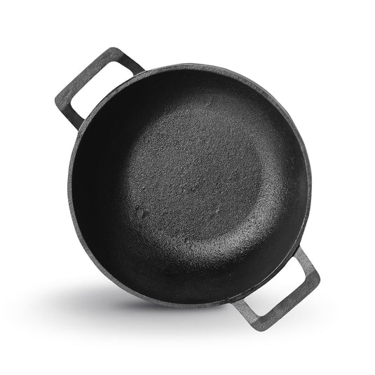 Pre-seasoned Cast Iron Deep Kadai/Kadhai, Naturally Non-stick , Induction Base 9 inch