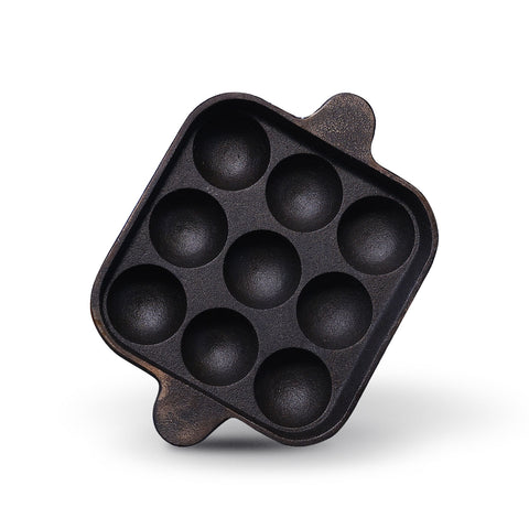 Kichera Pre-Seasoned Cast Iron Kuzhi Paniyaram Pan – 9 Pit