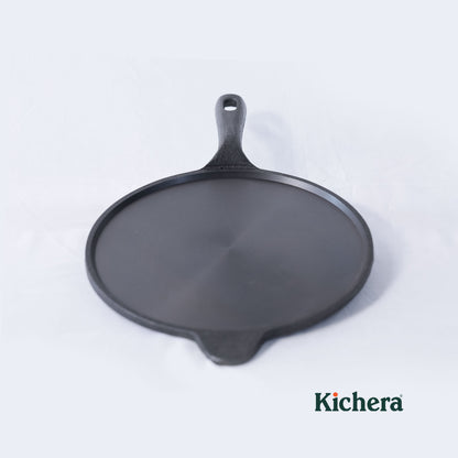 Pre-Seasoned 10 Inch Cast Iron Dosa Tawa with Long Handle, Induction Base, Naturally Non-Stick