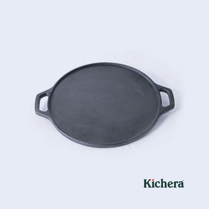 Pre-Seasoned 12 Inch Cast Iron Dosa Tawa with Double Handle, Induction Base, Naturally Non-Stick