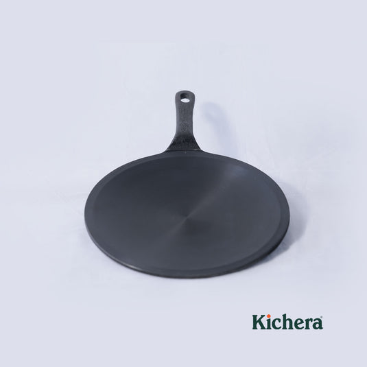 Pre-seasoned Cast Iron Super Smooth roti tawa with Long Handle, Induction Base,Naturally Non-stick