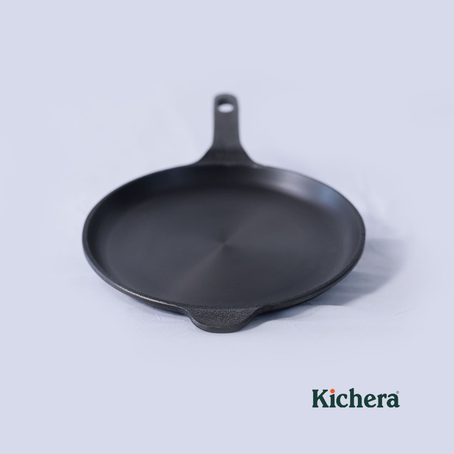 Kichera Pre-Seasoned Cast Iron Fry Pan with Long Handle | Super Smooth & Naturally Non-Stick | Induction Base Omelette & Shallow Fry Pan