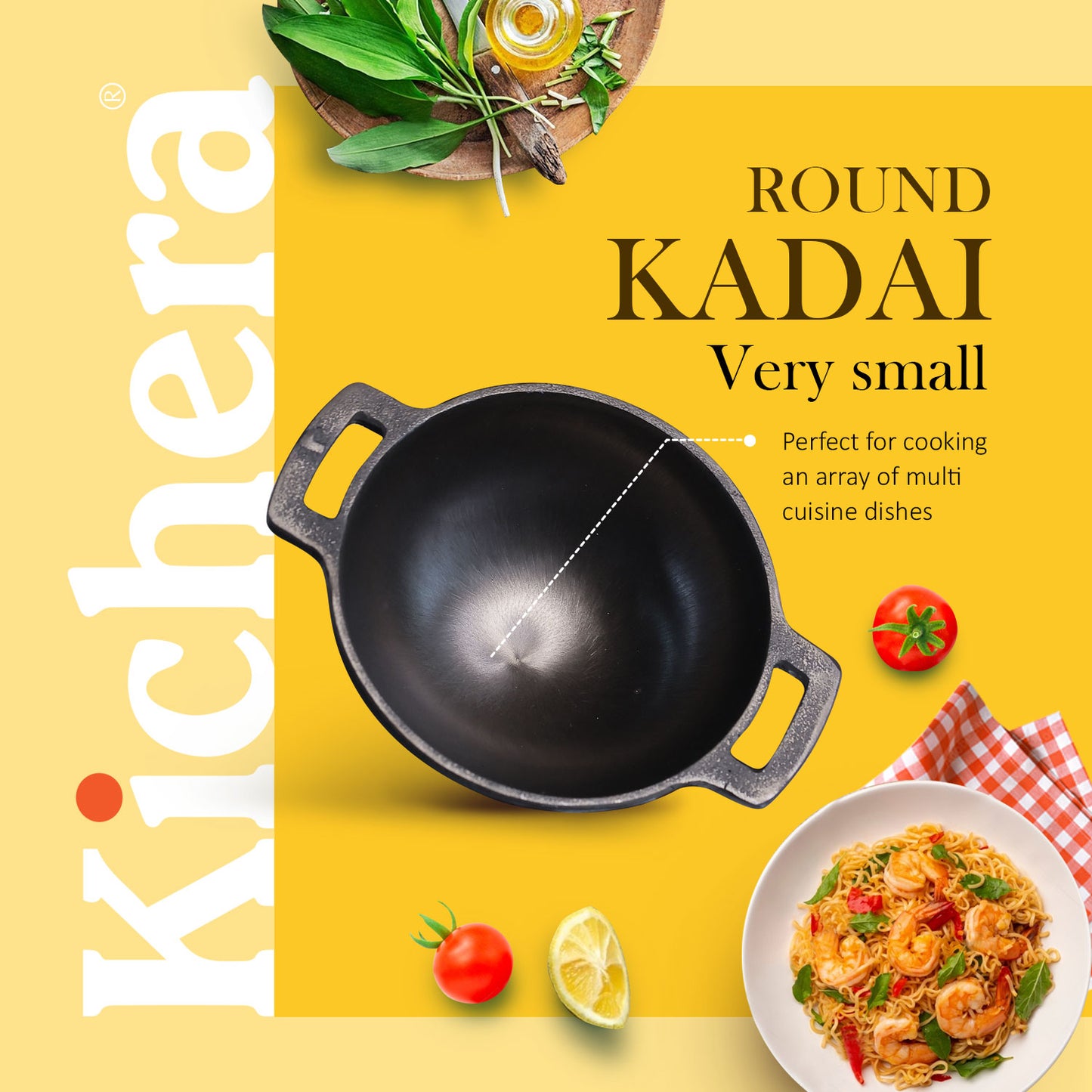Pre-seasoned Cast Iron Round Bottom Kadhai 7 Inch – Super Smooth, Naturally Non-Stick & Best Non Toxic Cookware for Health