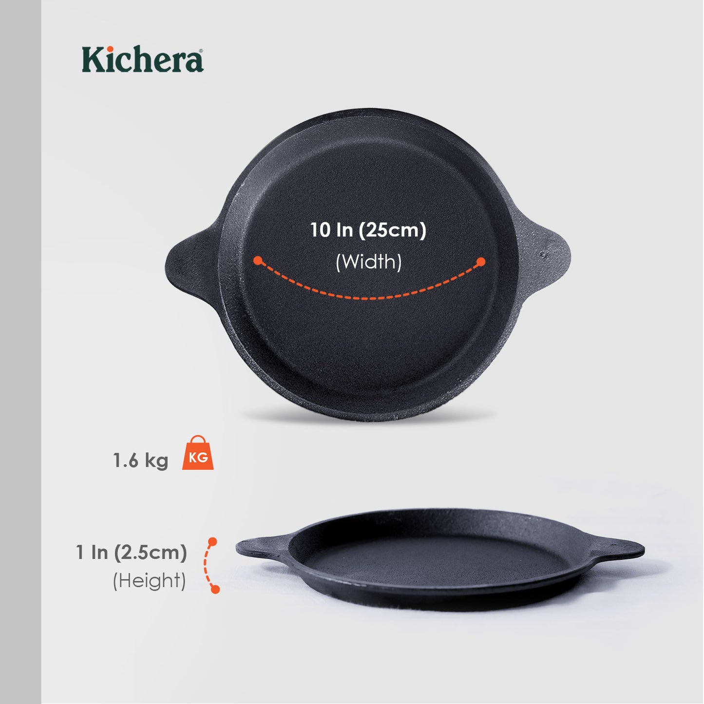 Kichera Pre-seasoned Cast Iron Fish Fry Pan – Naturally Non-Stick, Induction Base Fish Tawa | Best Non Toxic Cookware for Health