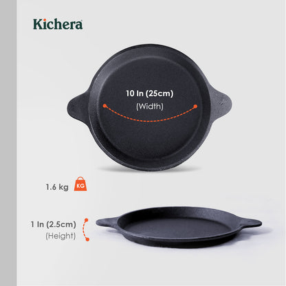 Kichera Pre-seasoned Cast Iron Fish Fry Pan – Naturally Non-Stick, Induction Base Fish Tawa | Best Non Toxic Cookware for Health