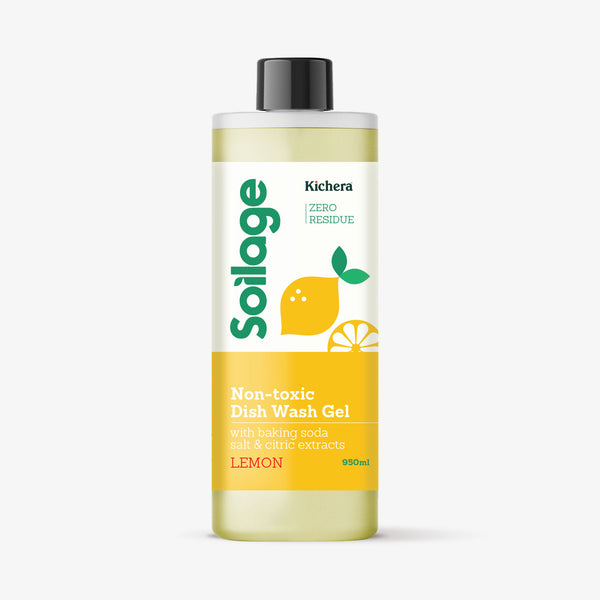 Soilage Natural Dishwash Liquid Gel 950ml Lemon | Best Dishwash Liquid for Baby Bottles & Sensitive Skin | Non-Toxic, Eco-Friendly, Plant-Based Formula