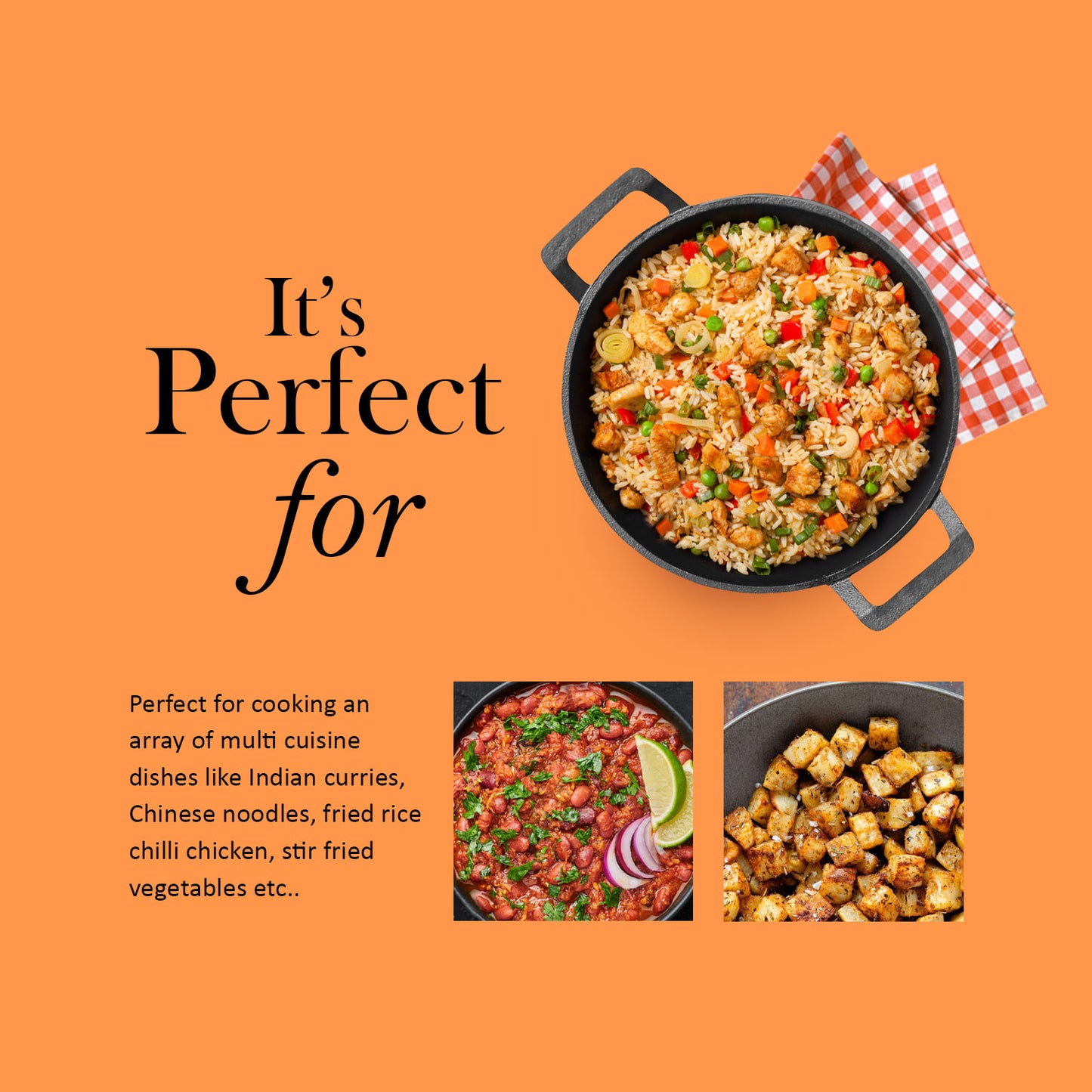 Kichera Pre-Seasoned Cast Iron Deep Kadai | 9 Inch