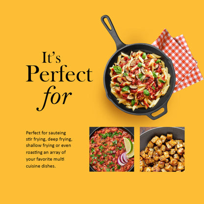 Pre-Seasoned Cast Iron Skillet 10 Inch – Naturally Non-Stick, Induction Base Frying Pan for Healthy Cooking