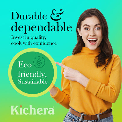 Kichera 11 Inch Pure Iron Wok with Wooden Handle |  Durable & Gas Stove Compatible