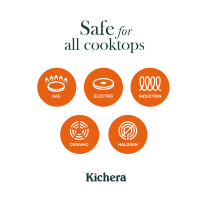 Kichera Pre-Seasoned Cast Iron Grill Pan – Induction Base, Naturally Non-Stick with Twin Handle | Best Non Toxic Cookware