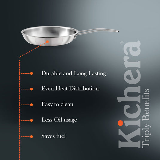 Kichera Triply Stainless Steel Fry Pan without Lid