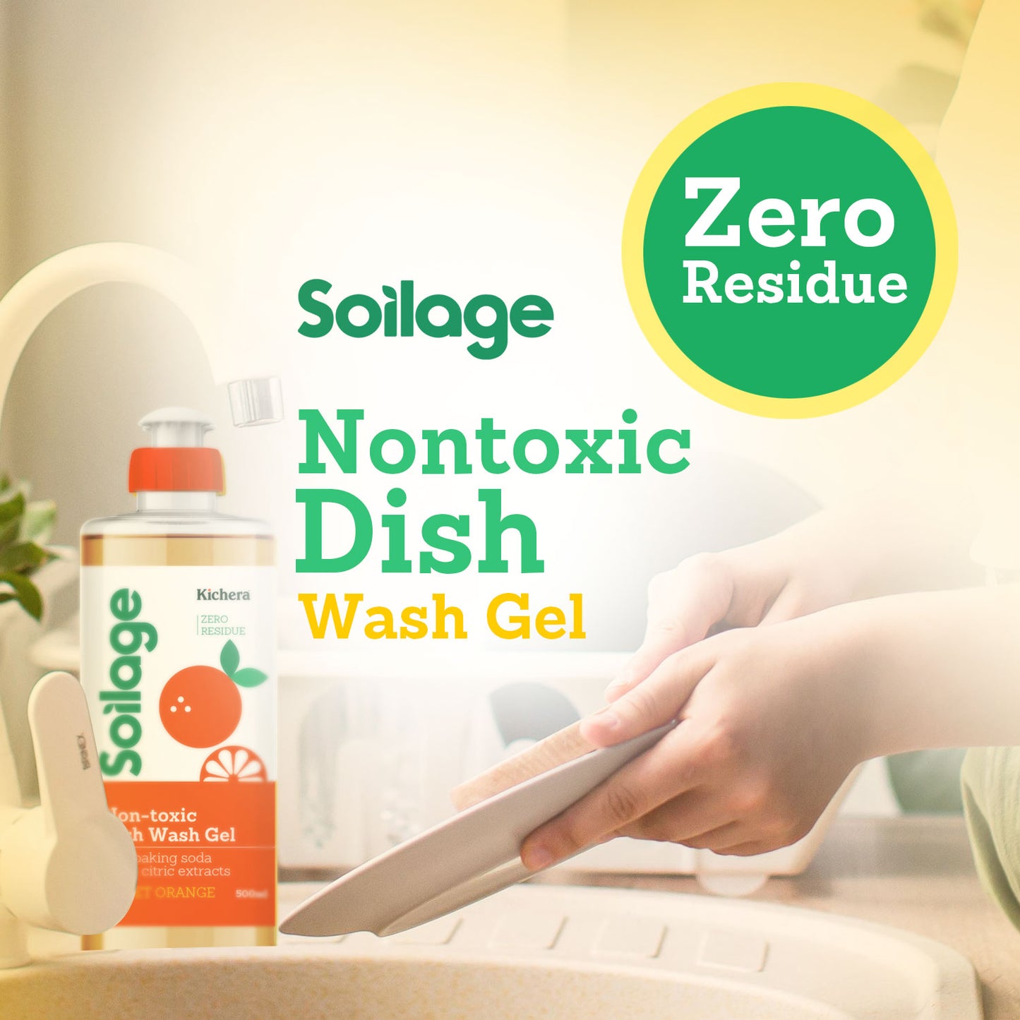 Soilage Best Organic Dishwash Liquid Gel Sweet Orange 500ml & 2L Combo | Natural & Non-Toxic | Plant-Based with Baking Soda, Salt & Citric | Eco-Friendly | Tough on Grease, Gentle on Hands | Baby & Pet Safe