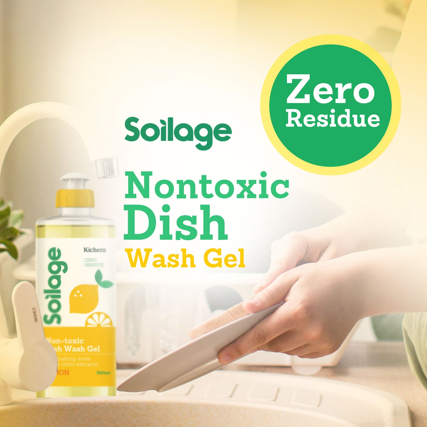 Soilage Organic Dishwash Liquid Gel 5L | Natural & Non-Toxic | Eco-Friendly Lemon | Plant-Based with Baking Soda, Salt & Citric | Baby & Pet Safe | Tough on Grease, Gentle on Hands