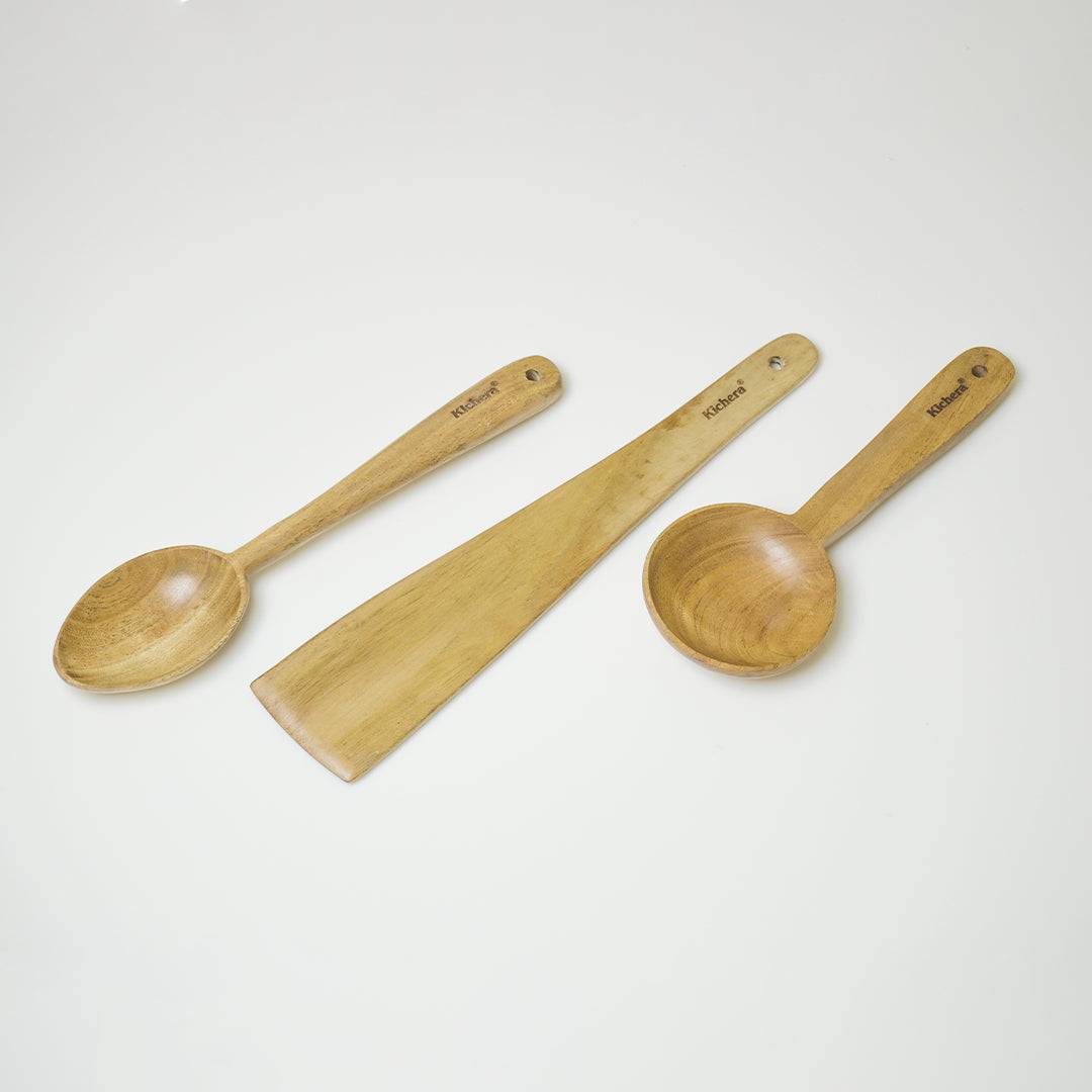 Kichera Natural Wooden Kitchen Utensil Set of 3