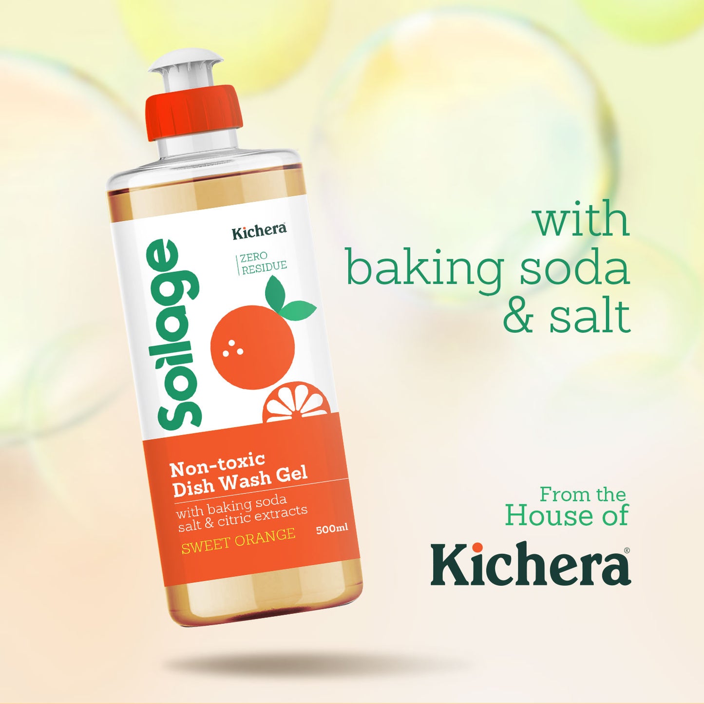 Soilage Organic Dishwash Liquid Gel Sweet Orange & Lemon Combo | 500ml Each | Natural & Non-Toxic | Plant-Based with Baking Soda, Salt & Citric | Eco-Friendly | Tough on Grease, Gentle on Hands