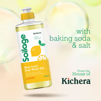 Soilage Organic Dishwash Liquid 500ml | Non Toxic Cookware Cleaner | Natural, Plant-Based, Eco-Friendly Sweet Orange Dish Gel | Baby & Pet Safe