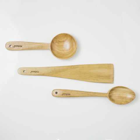 Kichera Natural Wooden Kitchen Utensil Set of 3