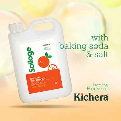 Soilage Best Organic Dishwash Liquid Gel Lemon 500ml and 5L Combo | Natural & Non-Toxic | Plant-Based with Baking Soda, Salt & Citric | Eco-Friendly | Tough on Grease, Gentle on Hands | Baby & Pet Safe