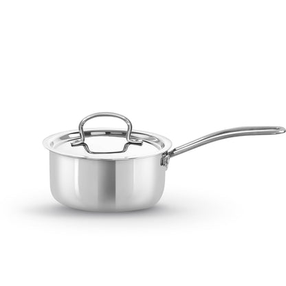 Triply Stainless Steel Saucepan with Lid | Kichera Natural Non Toxic Cookware | Even Heat & Health-Safe | Ideal for Milk, Tea & Sauces