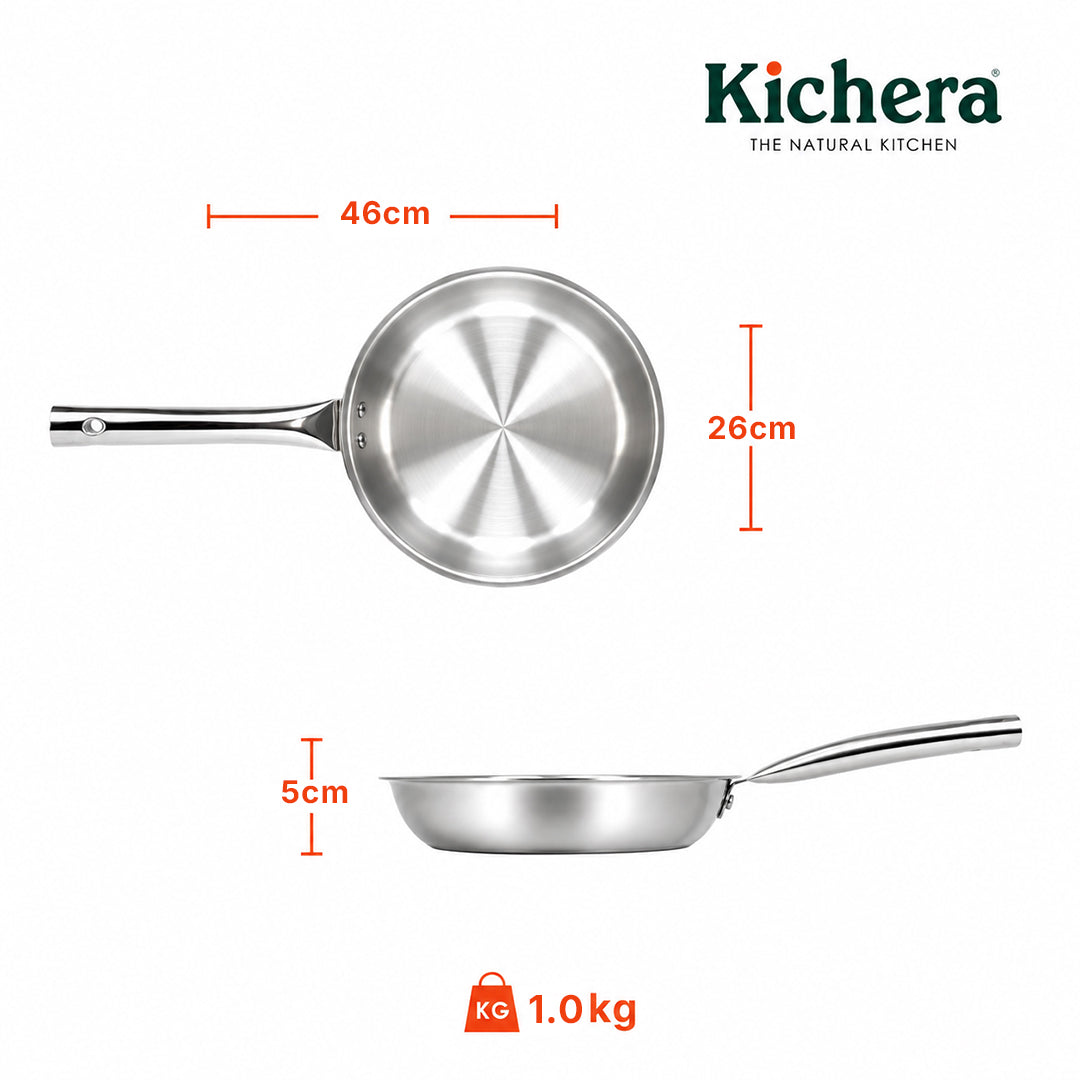 Onam Triply Combo – Triply Kadai (24cm with Lid), Triply Fry Pan (24cm) & Triply Sauce Pan (18cm with Lid) + Free Triply Thadka Pan