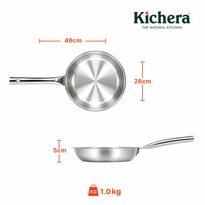Onam Triply Combo – Triply Kadai (24cm with Lid), Triply Fry Pan (24cm) & Triply Sauce Pan (18cm with Lid) + Free Triply Thadka Pan