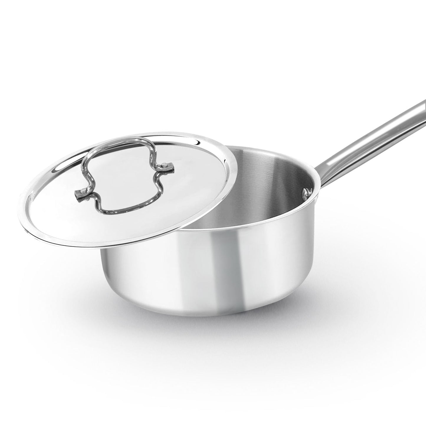 Triply Stainless Steel Saucepan Tube Handle with Lid | Kichera Natural Non Toxic Cookware | Even Heating | Safe for All Stoves