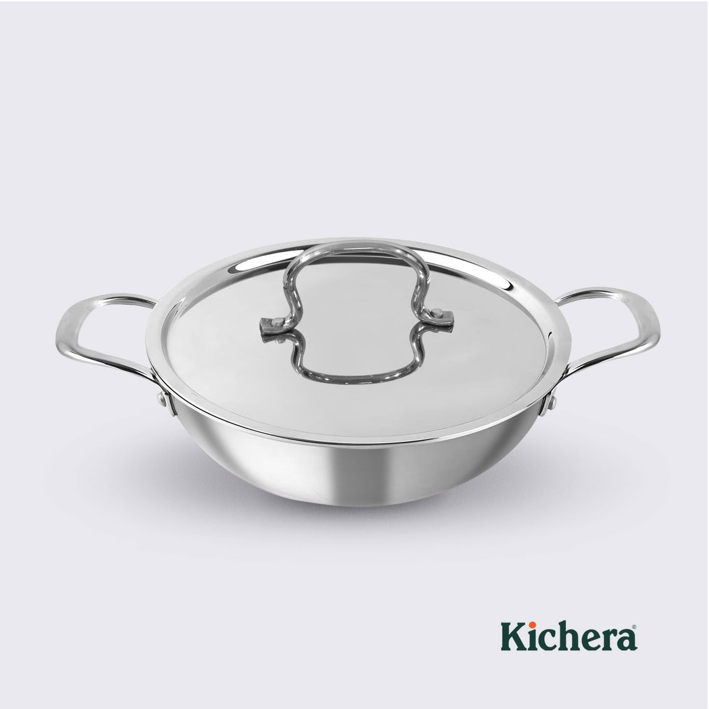 Kichera Triply Stainless Steel Kadai with Lid | Non Toxic Cookware | Best Cookware for Health | Induction & Gas Compatible