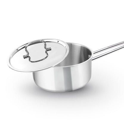 Triply Stainless Steel Saucepan with Lid | Kichera Natural Non Toxic Cookware | Even Heat & Health-Safe | Ideal for Milk, Tea & Sauces