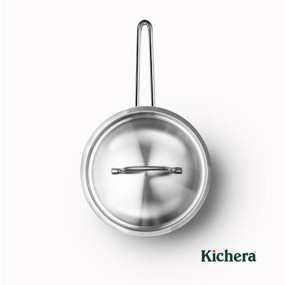 Kichera Triply Stainless Steel Fry Pan with Lid | Non Toxic Cookware | Best Cookware for Health | Induction & Gas Compatible