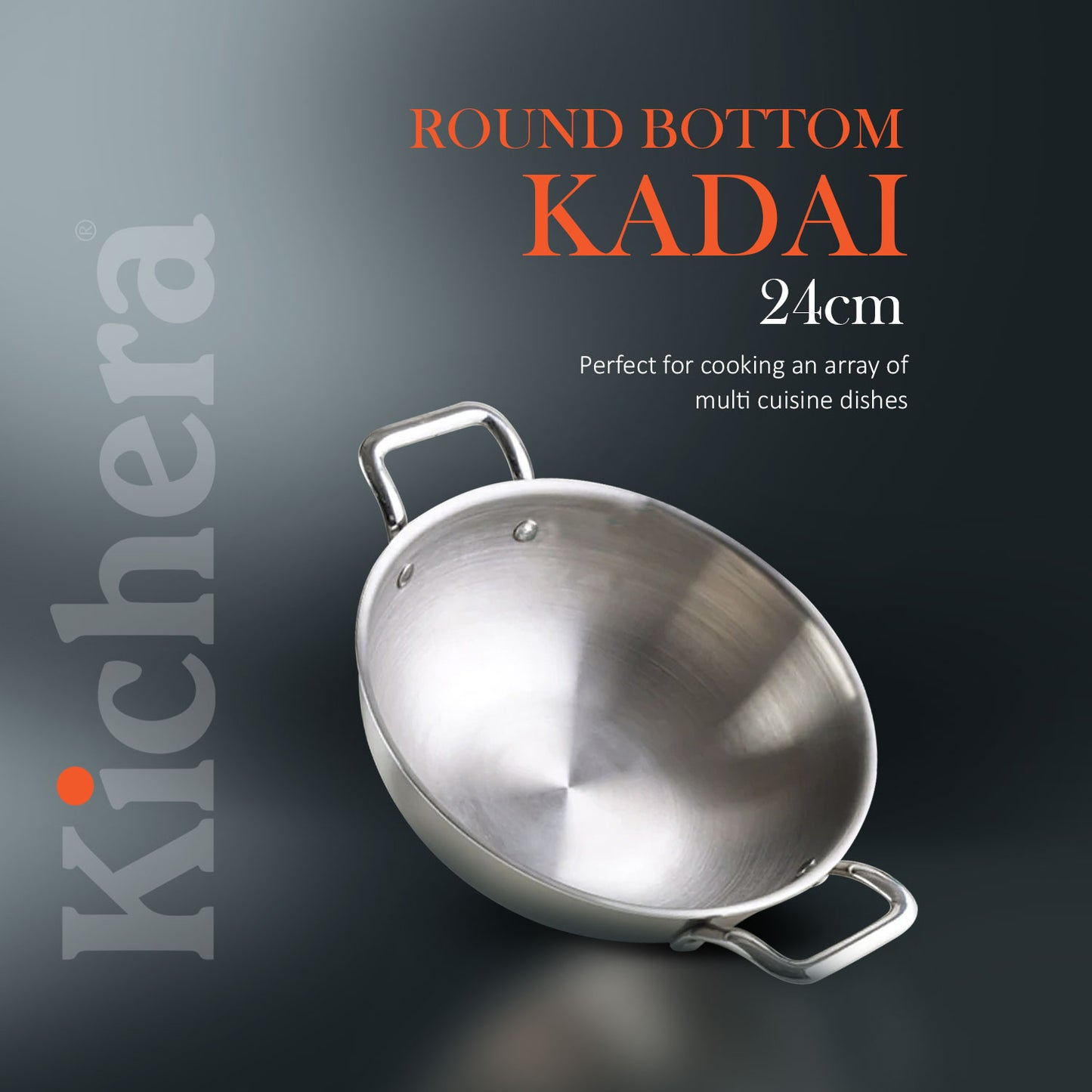 Kichera Triply Stainless Steel Kadai Without Lid | Non Toxic Cookware | Best Cookware for Health | Induction & Gas Compatible