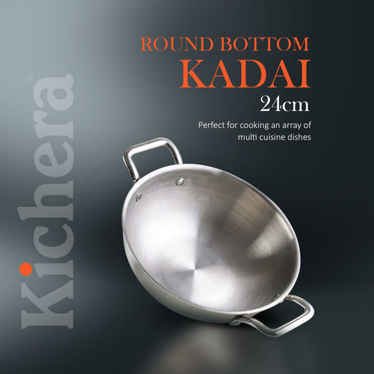 Kichera Triply Stainless Steel Kadai Without lid