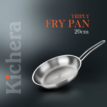 Triply Stainless Steel Fry Pan without Lid – Kichera Non Toxic Cookware for Induction & Gas