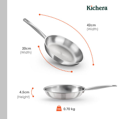 Kichera Triply Stainless Steel Fry Pan Tube Handle