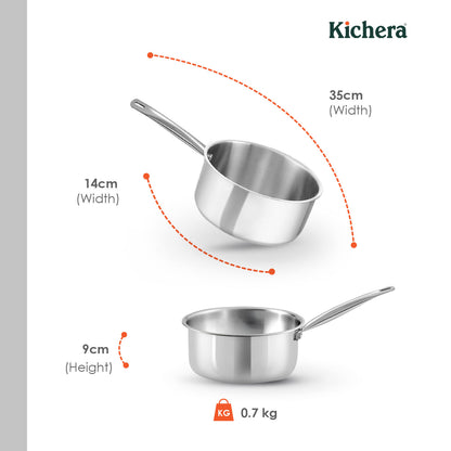 Kichera Triply Stainless Steel Saucepan Tube Handle