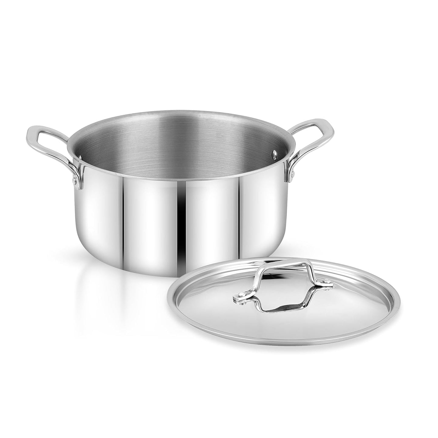 Kichera Triply Stainless Steel Stock Pot 5.5L with Lid | 24cm Induction Friendly Biryani Pot | Heavy Duty 3-Layer Casserole | 100% Toxin-Free Cookware