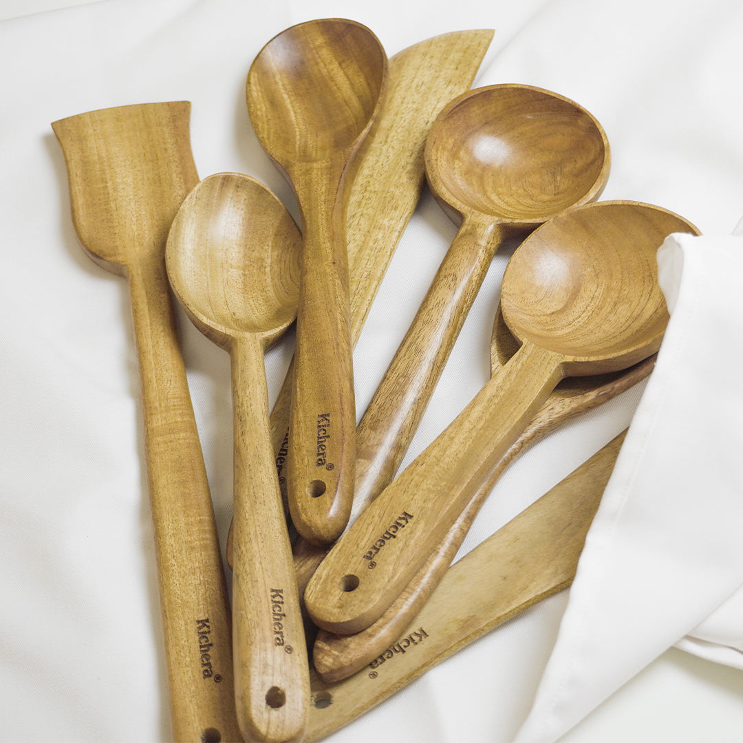 Kichera Natural Wooden Kitchen Utensil Set of 8