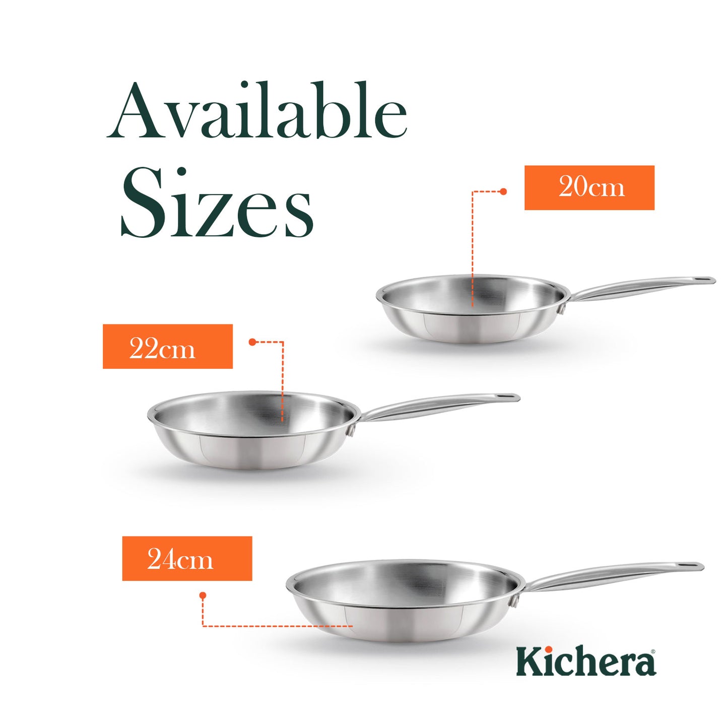 Kichera Triply Stainless Steel Fry Pan Tube Handle
