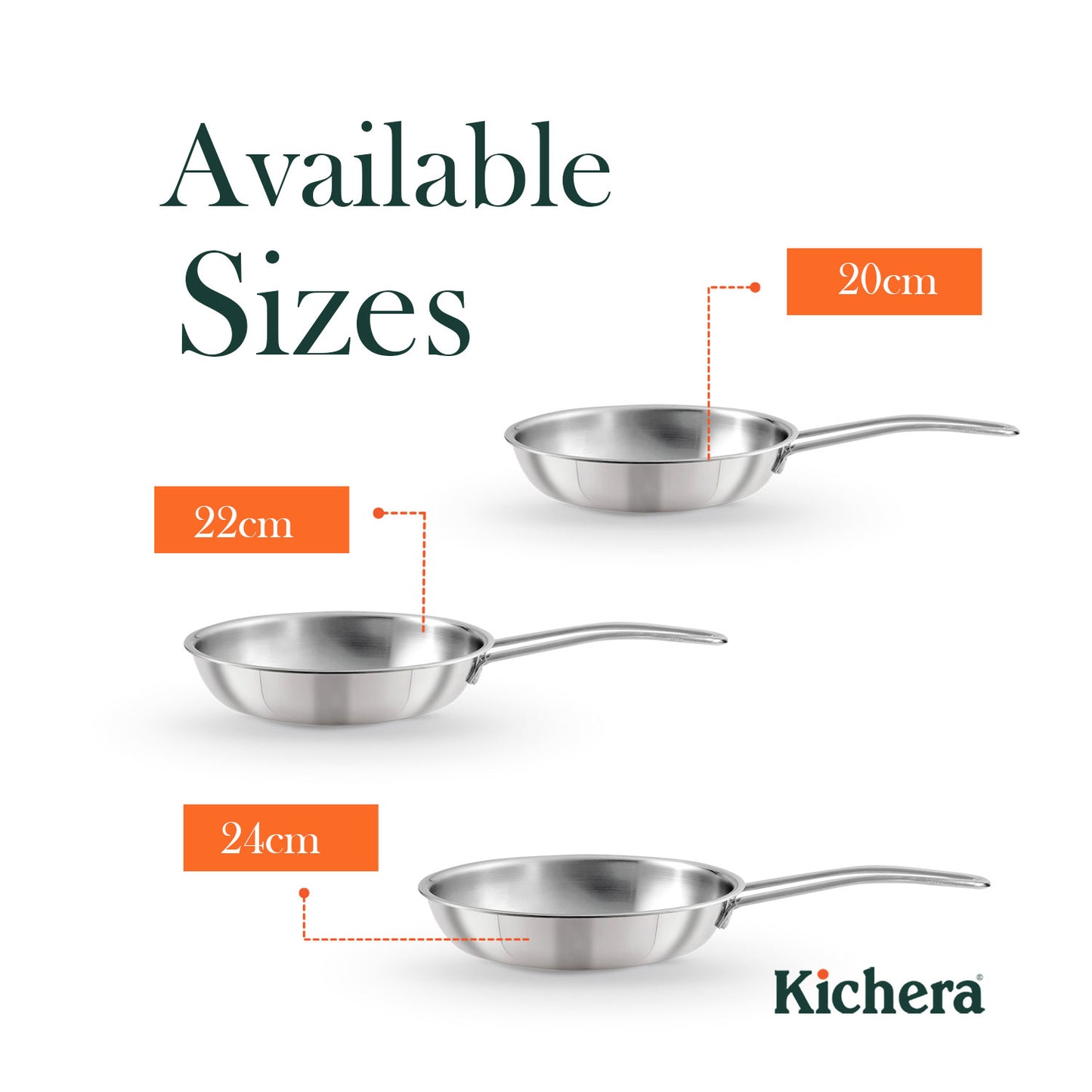 Triply Stainless Steel Fry Pan without Lid – Kichera Non Toxic Cookware for Induction & Gas