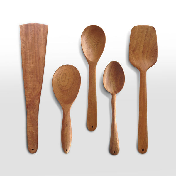 Kichera Neem Wood Compact Ladle, Spatula & Flip Set – Handmade Kitchen Tools for Dosa/Roti/Chapati – Naturally Non-Stick, No Harmful Polish (Set of 3)