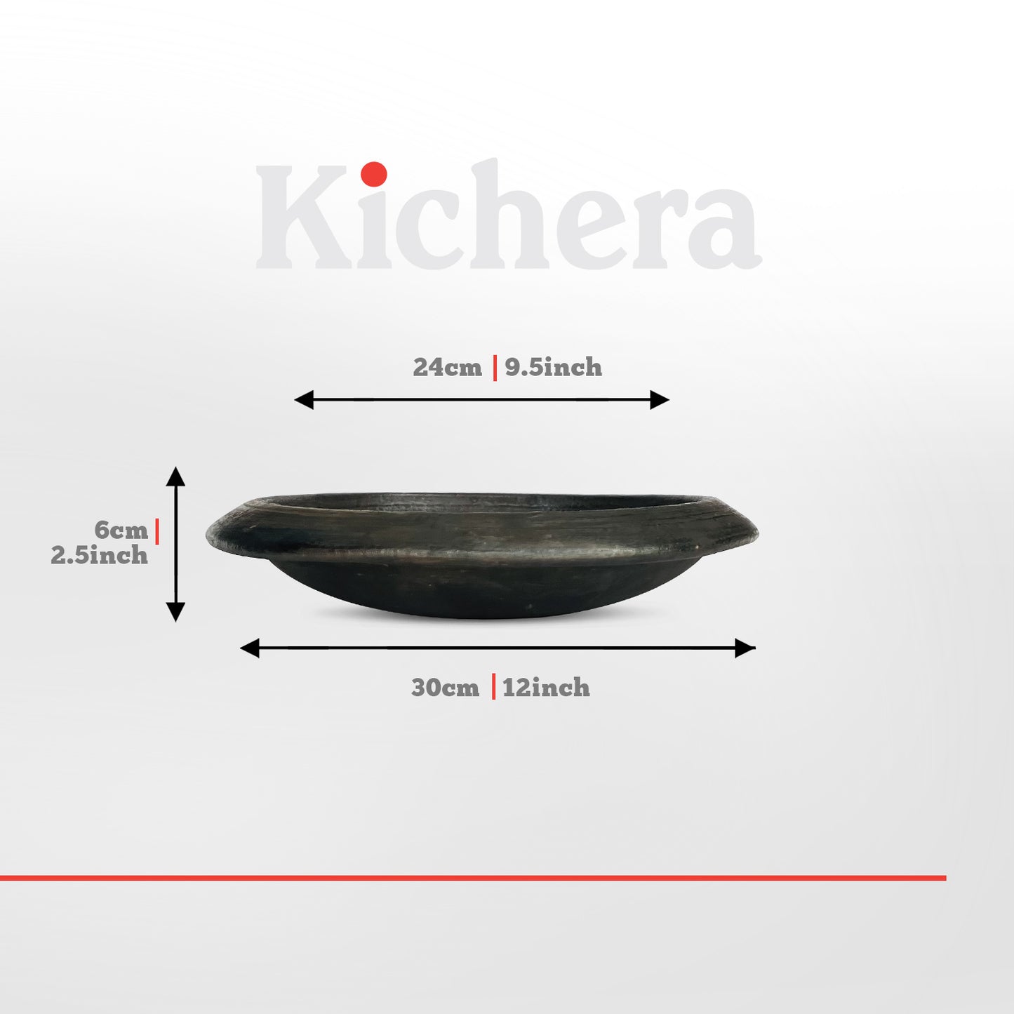Kichera 9.5 Inch Black Clay Tawa – Natural Earthen Pan for Appam, Pathiri & Frying